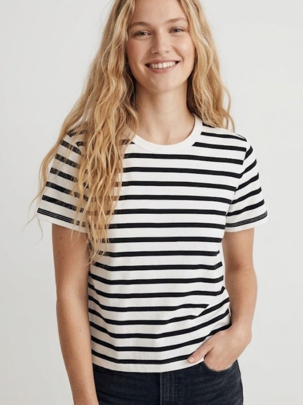 Madewell Black and White Striped Short Sleeve Tee New with tags